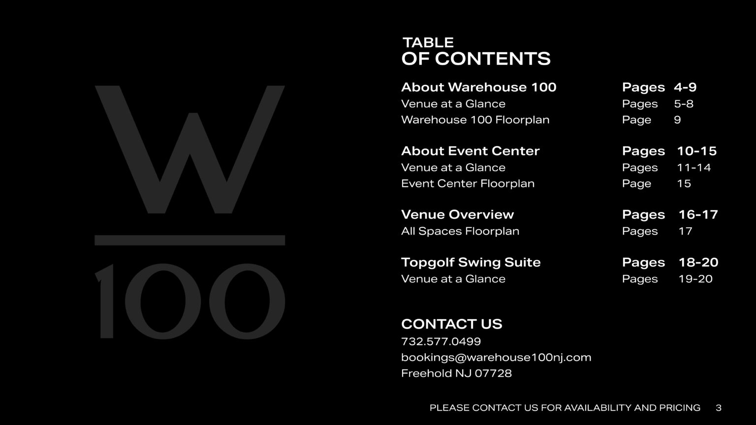 Venue Overview Warehouse 100 Page 3