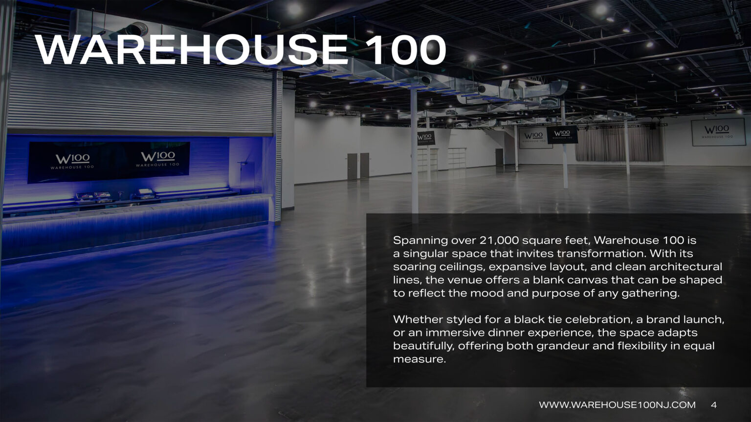 Venue Overview Warehouse 100 Page 4