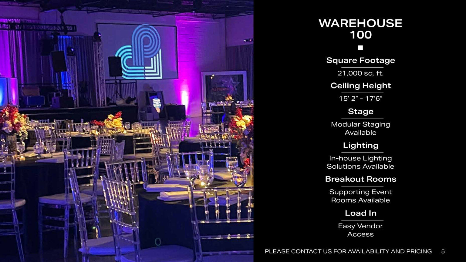 Venue Overview Warehouse 100 Page 5